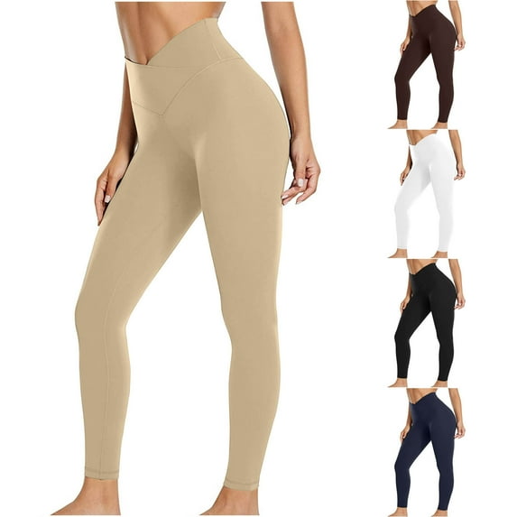 Simua Cross High Waist Leggings for Women Soft and Stretchy Solid Color Gym Yoga Pants