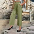 thumbnail image 1 of Simua Drawstring Pants for Womens Solid Color Elastic High Waisted Straight Leg Trousers with Button Pockets Army Green XXL, 1 of 6