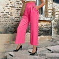 thumbnail image 1 of Simua Drawstring Pants for Womens Solid Color Elastic High Waisted Straight Leg Trousers with Button Pockets Hot Pink S, 1 of 6