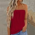 thumbnail image 1 of Simua Eyelet Tube Tops for Women Strapless Bandeau Tanks Casual Solid Color Backless Sleeveless Blouse, 1 of 5