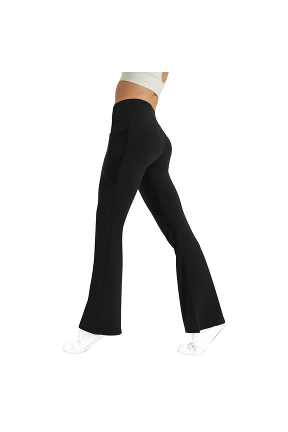 Flared Leggings for Women with Pockets Bell Bottom Yoga Pants High Waisted Tummy Control Workout Leggings