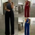thumbnail image 1 of Simua Jumpsuits for Women Diamond Solid Top Casual Wide Leg Pants Romper with Pockets, 1 of 6