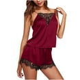 thumbnail image 1 of Simua Lace Cami Pajamas for Women, Women's Plus Size Spaghetti Strap Lace Side Sexy Tops and Shorts Summer Nightwear Pjs Set, Size S-XXXL, 1 of 2