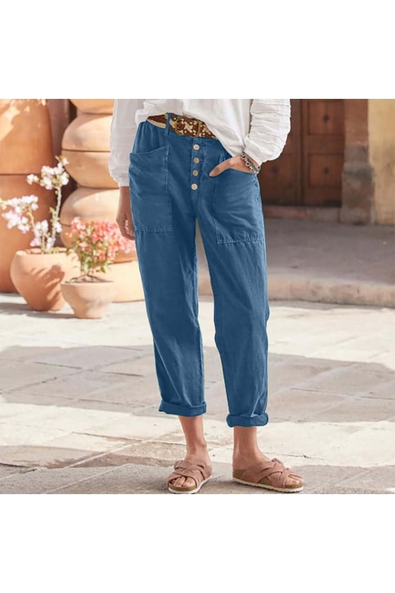 Loose Fit Line Pants for Women Casual Summer Trousers