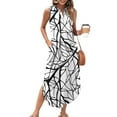 thumbnail image 1 of Simua Maxi Dresses for Women Summer Printed Casual Loose Beach Sundresses V Neck Sleeveless Split Dresses with Pockets, 1 of 8