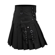 Simua Mens Utility Kilt | Pleated Skirt with Cargo Pockets Adjustable Waist for Festival Medieval Casual Daily Wear