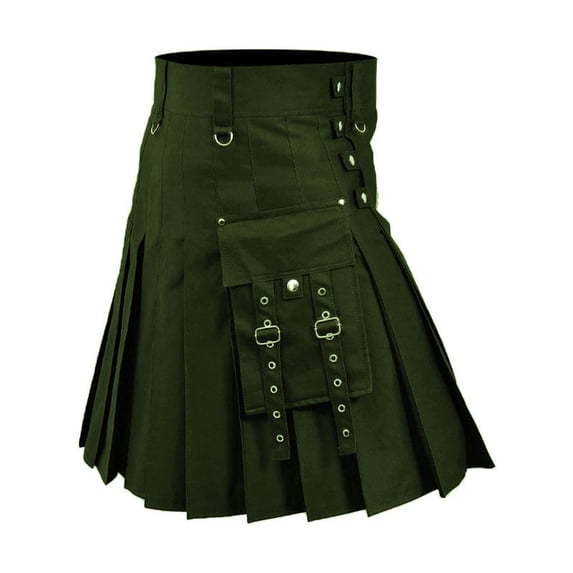 Simua Men's Utility Kilt | Pleated Skirt with Cargo Pockets Adjustable Waist for Festival Medieval Casual Daily Wear