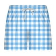 thumbnail image 1 of Simua Men's Gingham Print Shorts | Elastic Waist Drawstring Pockets 3-Inch Casual Beach Shorts For Spring Summer, 1 of 3