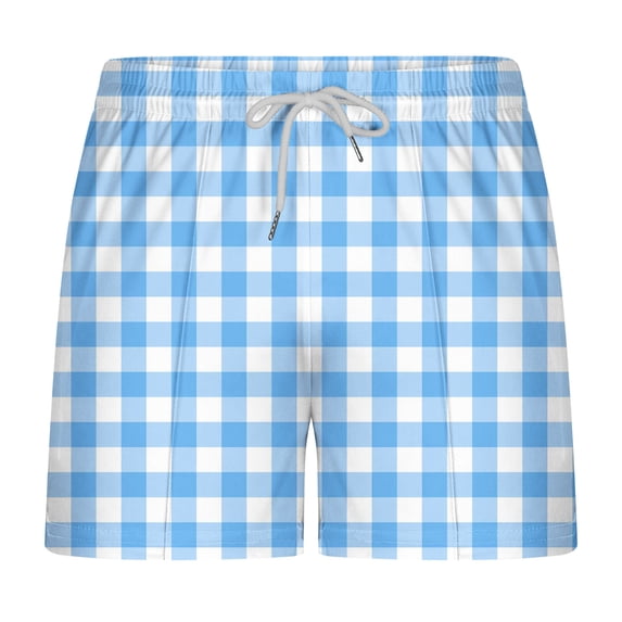 Simua Men's Gingham Print Shorts | Elastic Waist Drawstring Pockets 3-Inch Casual Beach Shorts For Spring Summer