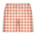 thumbnail image 1 of Simua Men's Gingham Print Shorts | Elastic Waist Drawstring Pockets 3-Inch Casual Beach Shorts For Spring Summer, 1 of 3