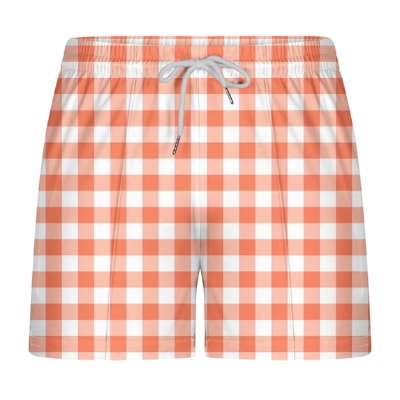 Simua Men's Gingham Print Shorts | Elastic Waist Drawstring Pockets 3-Inch Casual Beach Shorts For Spring Summer