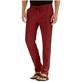 thumbnail image 1 of Simua Men's Business Casual Pants Elastic Drawstring Waist Cotton Blend Loose Straight Leg for Daily Work Vacation All Season Wear, 1 of 7