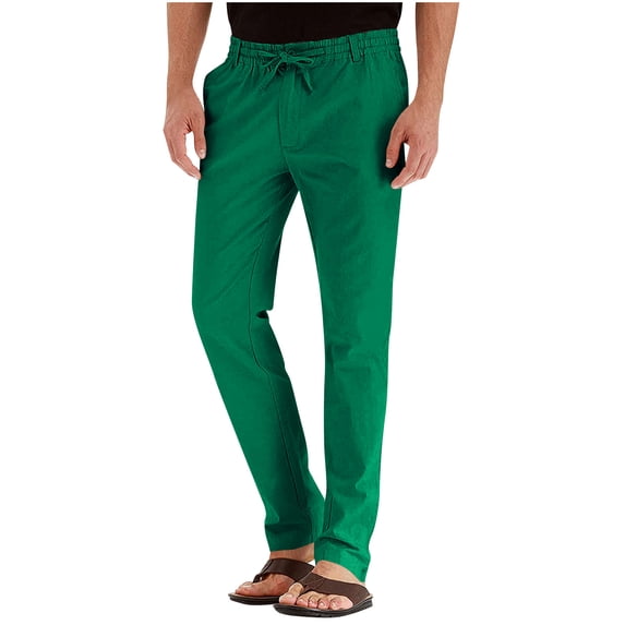 Simua Men's Business Casual Pants Elastic Drawstring Waist Cotton Blend Loose Straight Leg for Daily Work Vacation All Season Wear