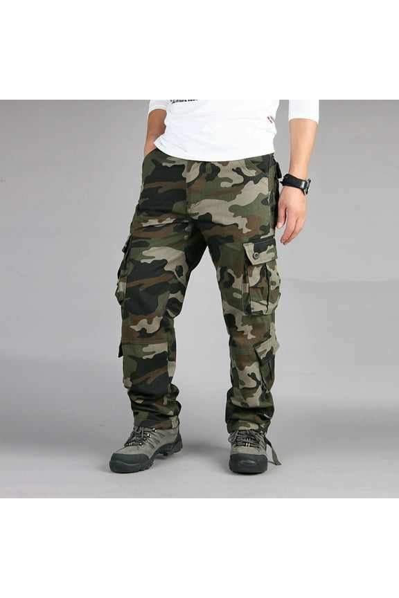 Simua Men's Camouflage Cargo Pants | Multi Pockets Tactical Trousers Skin-Friendly Cotton for Outdoor Casual All Season Wear