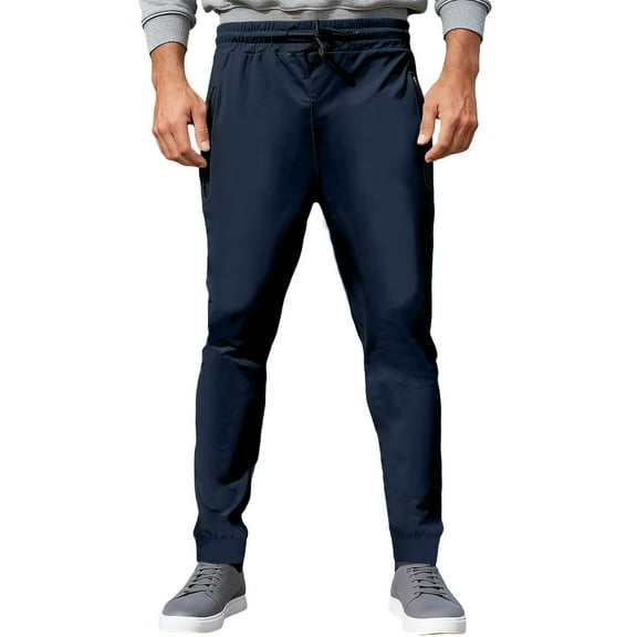 Simua Men's Casual Jogger Pants with Elastic Waist & Side Pockets - Comfort Fit Solid Color Lounge Pants for Daily Wear and Outdoor Activities