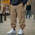 thumbnail image 1 of Simua Men's Casual Solid Color Cargo Jogger Pants Elastic Drawstring Waist Side Pockets for Daily Gym Loungewear All Season Wear, 1 of 8