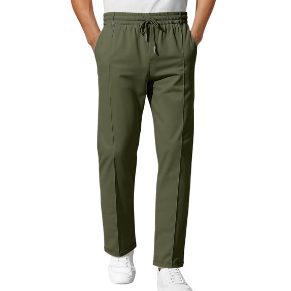 Simua Men's Casual Tapered Leg Pants Elastic Drawstring Waist Twill Fabric with Pockets for Daily Office Sports Vacation All Season Wear