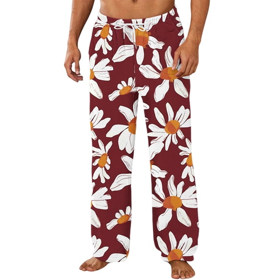 Simua Men's Christmas Print Elastic Waist Long Pants - Festive Holiday Lounge Pants with Drawstring & Pockets for Home & Casual Wear, S-XXXL