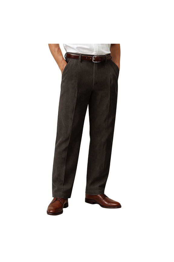 Simua Men's Classic Corduroy Button-Fly Pants with Structured Fit - Smart Casual Trousers with Multiple Pockets for Business and Leisure (29-42)