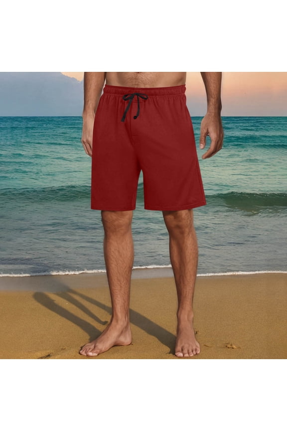 Simua Men's Dusty Rose Casual Shorts | Elastic Waist Drawstring Pockets For Spring Summer Home Outdoor