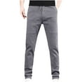 thumbnail image 1 of Simua Men's Elastic Waist Casual Pants - Dark Brown Comfort Fit with Side Pockets & Drawstring, 1 of 4
