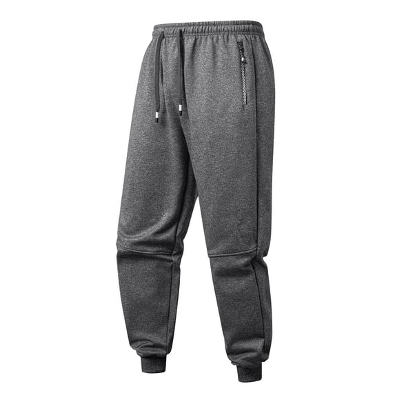 Simua Men's Fleece-Lined Thermal Pants with Elastic Waist & Zipper Pockets - Winter Warm Lamb Fleece Lined Jogger Pants for Cold Weather (S-XXL)
