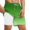 thumbnail image 1 of Simua Men's Gradient Green Lined Quick Dry Swim Trunks | Elastic Waist Drawstring Pockets Beach Shorts for Spring Summer, 1 of 5