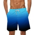 thumbnail image 1 of Simua Men's Gradient Print Elastic Waist Drawstring Shorts | Lightweight Polyester Beach Shorts With Pockets For Spring Summer Casual Daily Wear, 1 of 4