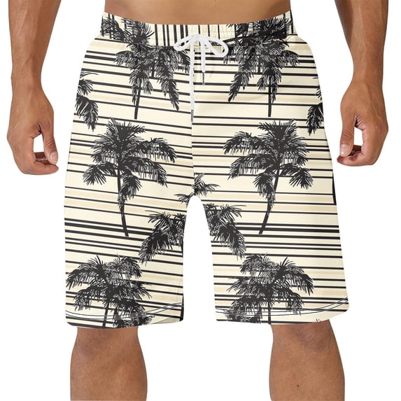 Simua Men's Hawaiian Tropical Print Quick Dry Swim Trunks | Elastic Waist Drawstring Pockets Beach Shorts for Spring Summer