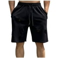 thumbnail image 1 of Simua Men's Distressed Fleece Shorts | Loose Fit Drawstring Elastic Waist For All Season Casual Gym, 1 of 6