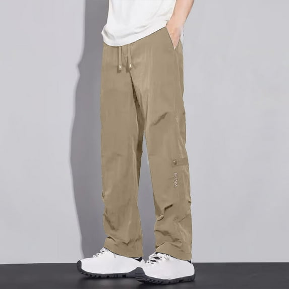 Simua Men's Lightweight Ice Silk Jogger Pants with Elastic Waist - Breathable Quick-Dry Casual Pants for Summer Wear