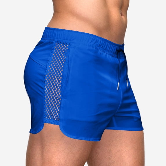 Simua Men's Mesh Panel Quick Dry Athletic Shorts | Elastic Waist Drawstring Pockets Split Leg For Gym Surfing Running Summer