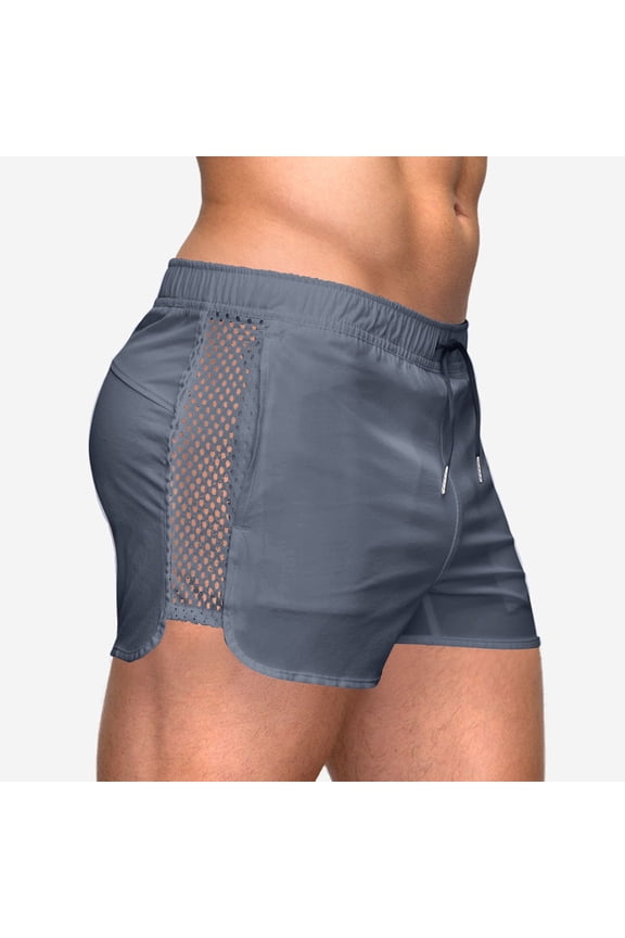 Simua Men's Mesh Panel Quick Dry Athletic Shorts | Elastic Waist Drawstring Pockets Split Leg For Gym Surfing Running Summer