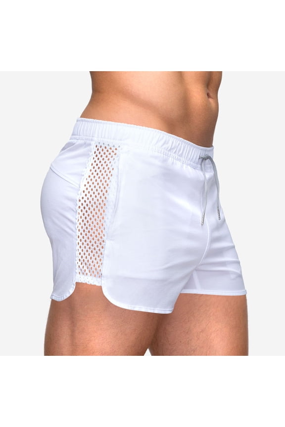 Simua Men's Mesh Panel Quick Dry Athletic Shorts | Elastic Waist Drawstring Pockets Split Leg For Gym Surfing Running Summer