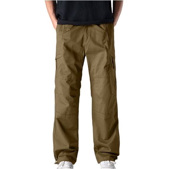 Simua Men's Multi-Pocket Cargo Work Pants with Zipper Closures - Durable Straight Leg Tactical Pants for Outdoor Work and Casual Wear (M-XXXXXL)