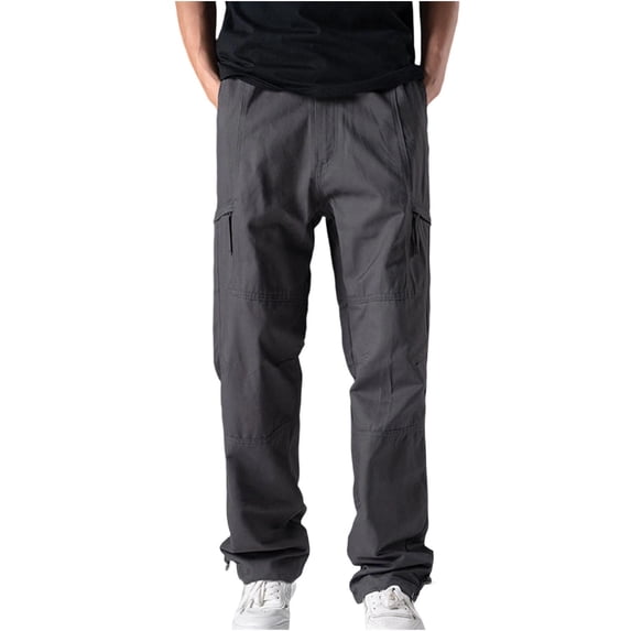 Simua Men's Multi-Pocket Cargo Work Pants with Zipper Closures - Durable Straight Leg Tactical Pants for Outdoor Work and Casual Wear (M-XXXXXL)