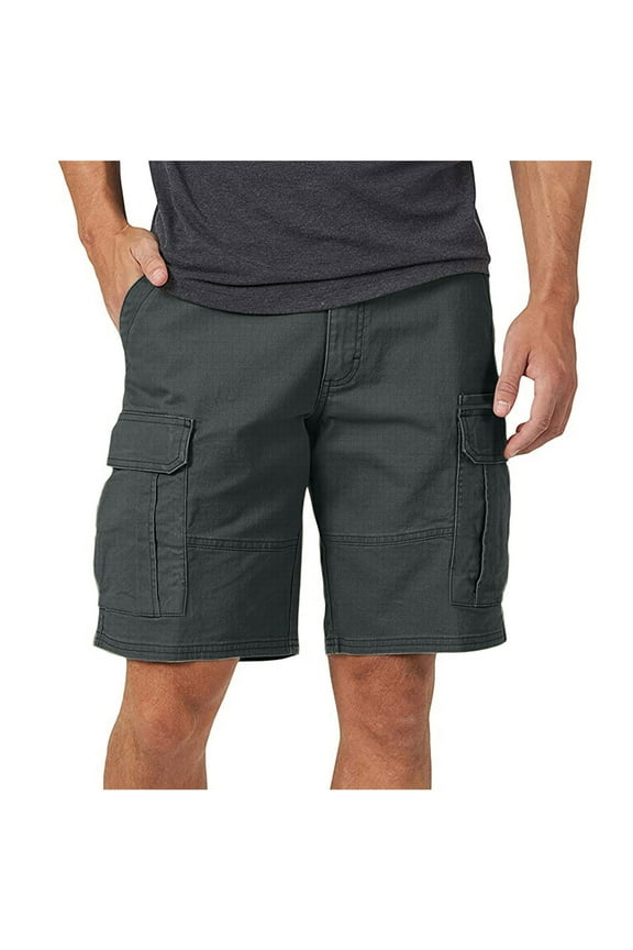 Simua Men's Olive Gray Cargo Shorts | Multi-Pocket Polyester Spandex for Summer Spring Fall Casual Gym
