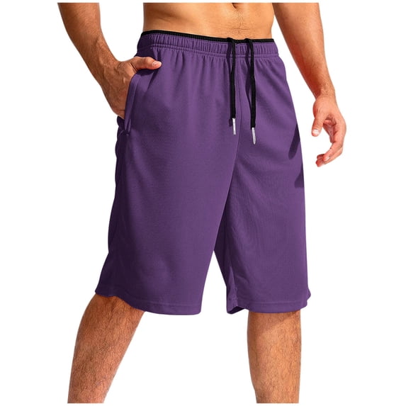 Simua Men's Mesh Athletic Shorts | Zipper Pockets Drawstring Waist Basketball & Gym Shorts