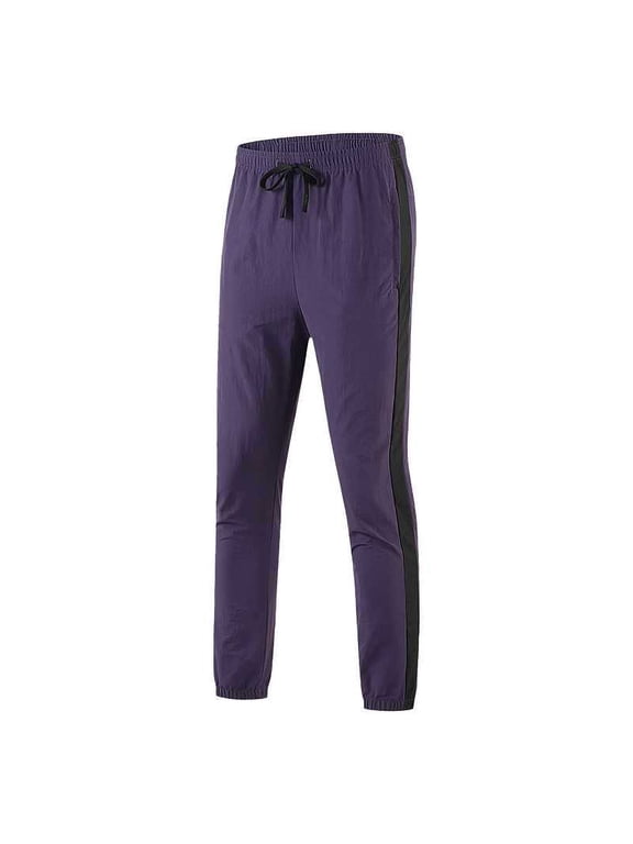 Simua Men's Performance Side-Stripe Jogger Pants with Contrast Panels - Athletic Training Pants with Zipper Pockets