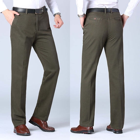 Simua Men's Premium Business Casual Pants with Button Closure - Straight Leg Office Trousers with Functional Pockets (S-XXXL)