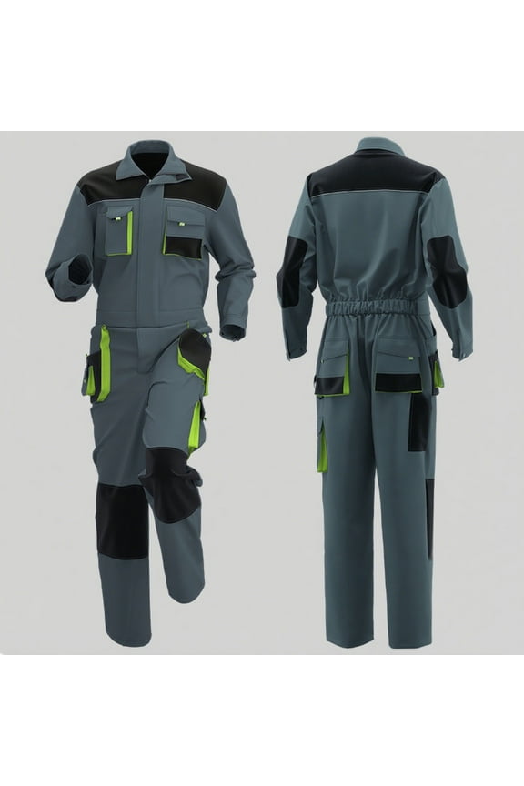 Simua Men's Professional Work Coverall - Durable Multi-Pocket Utility Pants with Reinforced Knees for Labor Work