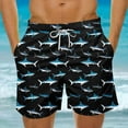 thumbnail image 1 of Simua Men's Shark Print Quick Dry Swim Trunks | Elastic Waist Drawstring Mesh Lined Pockets Beach Shorts For Summer Pool Casual Wear, 1 of 5
