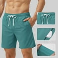 thumbnail image 1 of Simua Men's Solid Color Quick Dry Swim Trunks | Built-In Liner Drawstring Waist Side Pockets Beach Shorts for Summer Water Sports Casual Wear, 1 of 5