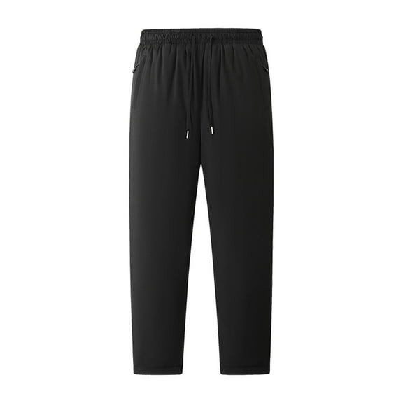 Simua Men's Thermal Fleece-Lined Winter Pants Elastic Waist Warm Work Pants - Thick Insulated Cold Weather Trousers with Knee Protection for Outdoor Activities (L-XXXXXL)