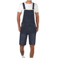 thumbnail image 1 of Simua Men's Washed Denim Bib Overalls Shorts | Chest Pocket Adjustable Straps Casual Summer Workwear, 1 of 6