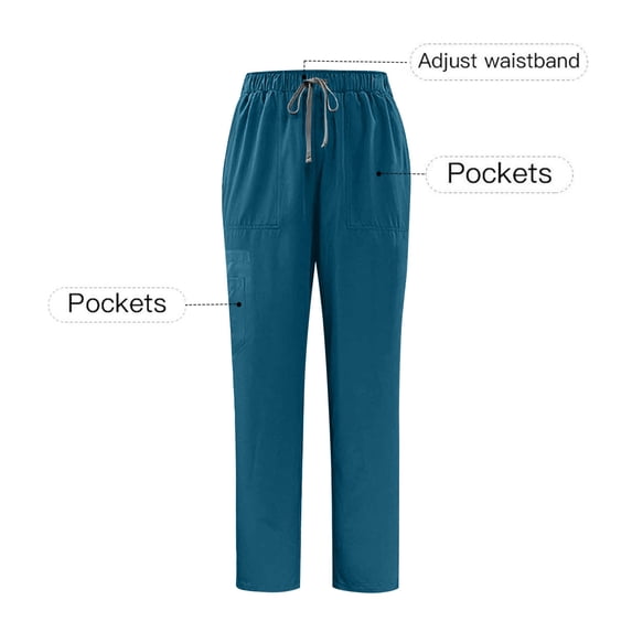 Simua Men's and Women's Straight Leg Scrub Pants | Elastic Drawstring Waist Multi Pockets Nursing Work Trousers for Daily All Season Wear