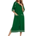 thumbnail image 1 of Simua Nightgown for Women, Spring 3/4 Sleeve Crew Neck Solid Loungewear Zip Pokets Long Sleepshirts, 1 of 6