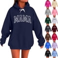 thumbnail image 1 of Simua Oversized Hoodies for Women Drawstring Hooded MAMA Printed Basic Soft Sweatshirts Tops Fall Winter Trendy Outfits, 1 of 6