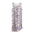 thumbnail image 1 of Simua Plus Size Sleeveless Nightgown for Women, Print Round Neck Pleated Front Below Knee Sleepwear, 1 of 3