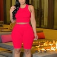 thumbnail image 1 of Simua Ribbed Two Piece Outfit Set for Women Solid Color Yoga Workout Tank Tops and Shorts Clothing, 1 of 5